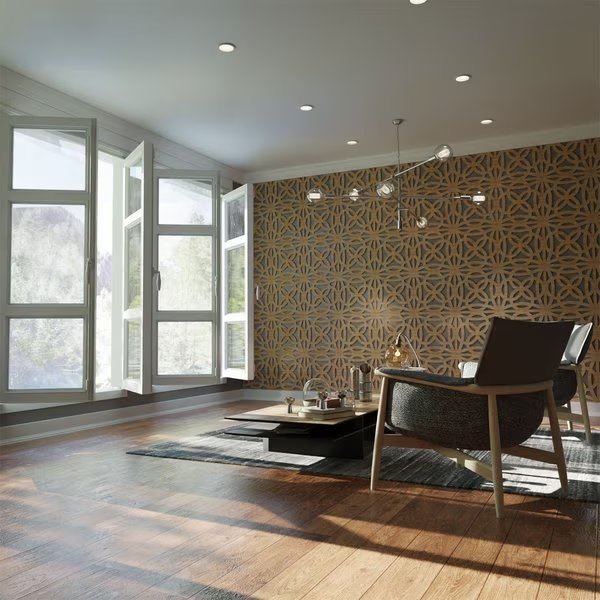 Medium Baytown Decorative Fretwork Wood Wall Panels, Birch, 15 3/8